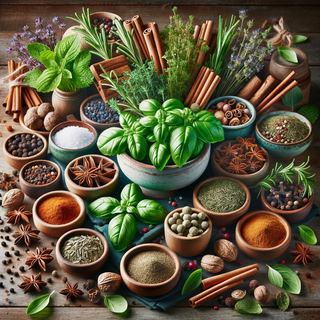 This image showcases a rich array of essential vegan ingredients, artistically arranged on a rustic wooden table. It features a variety of colorful fruits and vegetables such as avocados, tomatoes, bell peppers, and leafy greens. Integral to plant-based cooking, the image also includes grains like quinoa and rice, legumes like lentils and chickpeas, as well as nuts, seeds, and plant-based milk alternatives. The composition emphasizes the diversity and nutritional wealth of vegan foods, perfectly capturing the essence of plant-based cooking