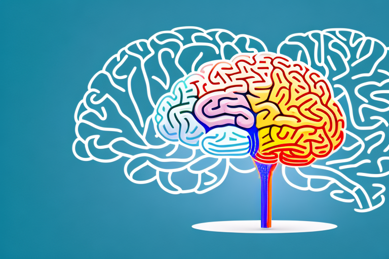 A brain with various abstract shapes and colors representing the key ingredients of prevagen