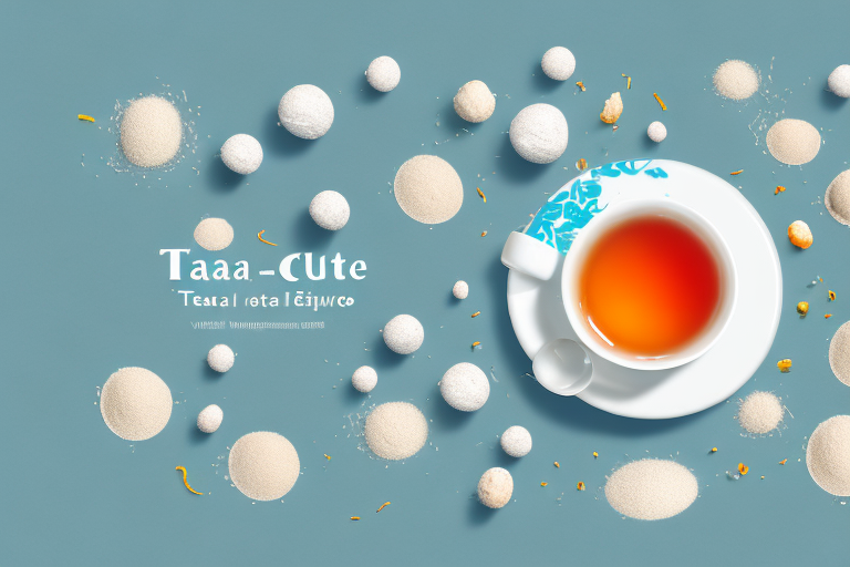 A tea cup with various ingredients like artificial sweeteners